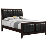 Queen Cappuccino Wood Faux Leather Panel Bed Frame - Restanew - Omega Lifestyles