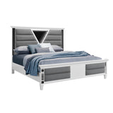 Queen Contemporary White Panel Bed Frame With LED Lighting - Restanew - Omega Lifestyles