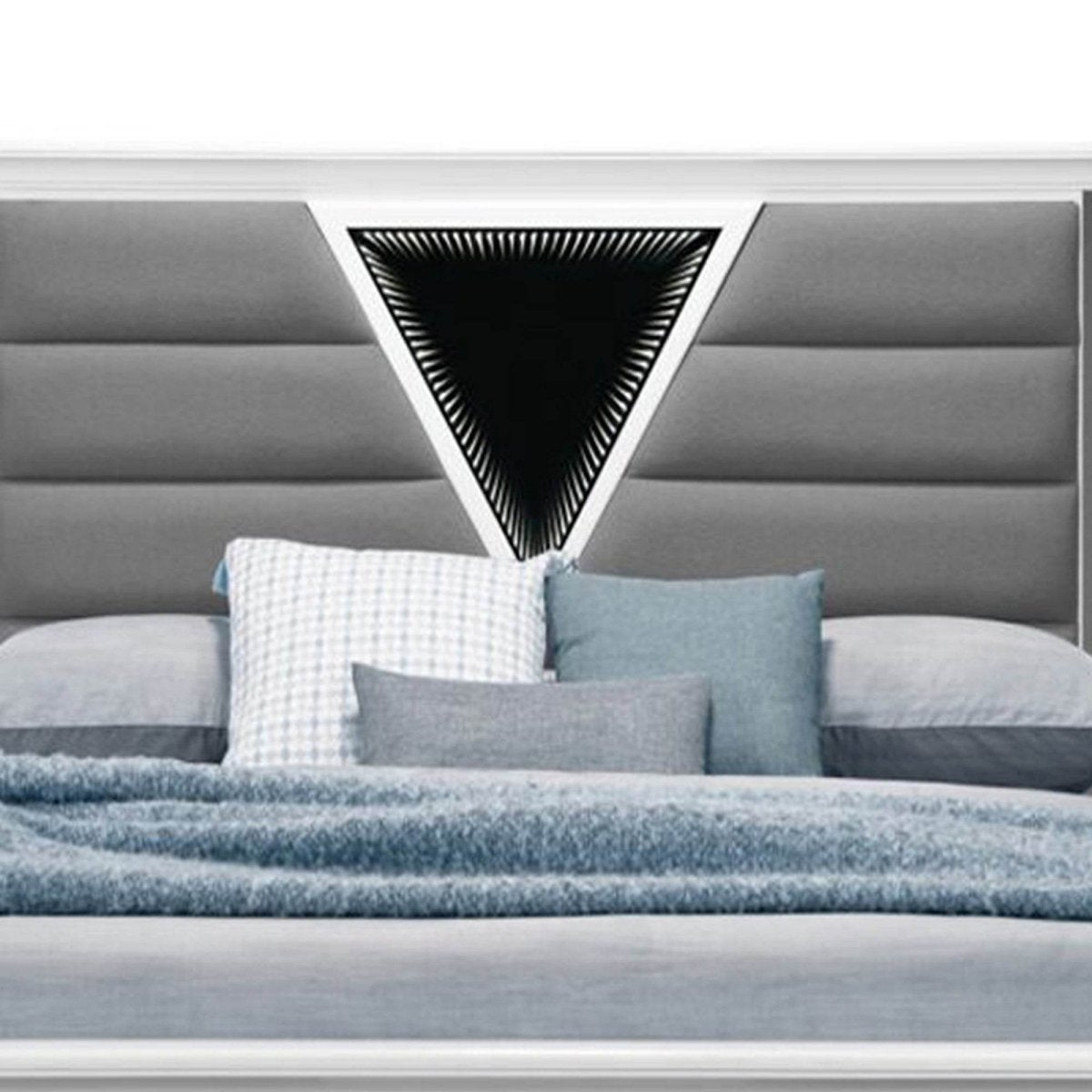 Queen Contemporary White Panel Bed Frame With LED Lighting - Restanew - Omega Lifestyles