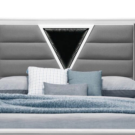 Queen Contemporary White Panel Bed Frame With LED Lighting - Restanew - Omega Lifestyles