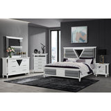 Queen Contemporary White Panel Bed Frame With LED Lighting - Restanew - Omega Lifestyles