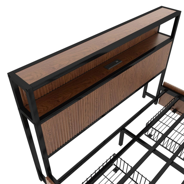 Queen French Bed Frame With Storage Drawers And USB Socket - Omega Lifestyles