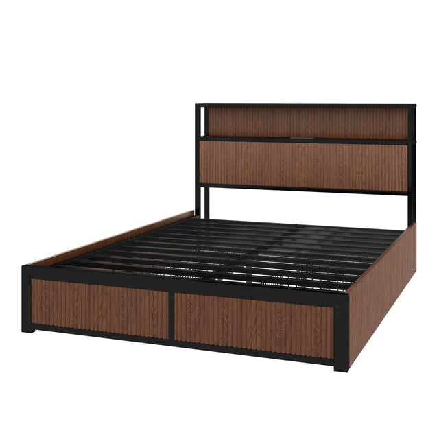 Queen French Bed Frame With Storage Drawers And USB Socket - Omega Lifestyles