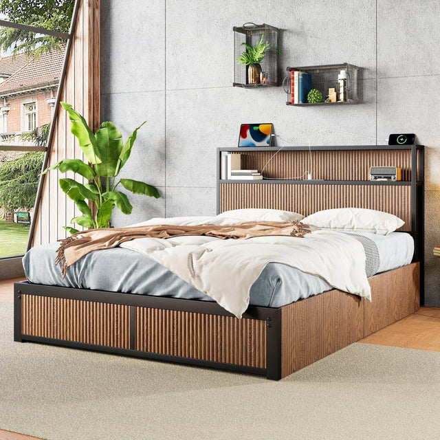 Queen French Bed Frame With Storage Drawers And USB Socket - Omega Lifestyles