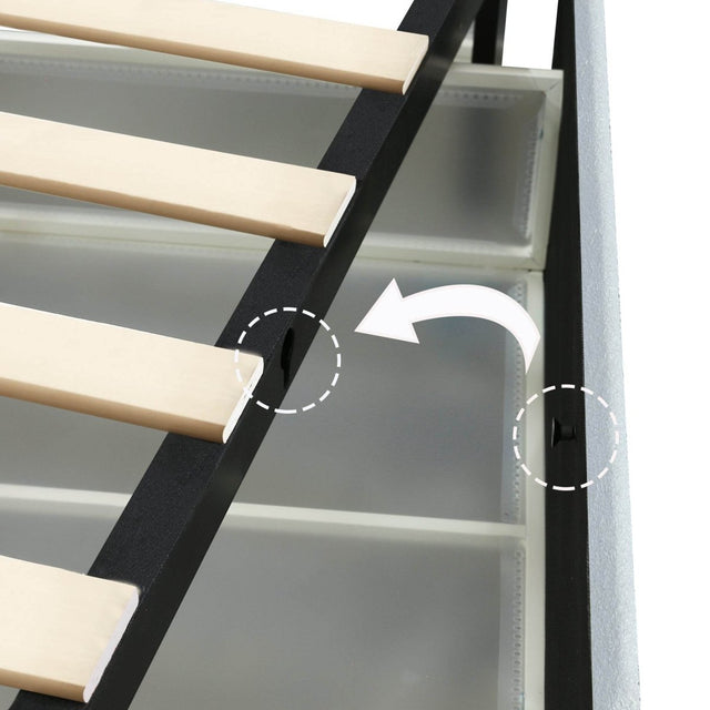 Queen Ivory Boucle Upholstered Platform Bed Frame With Storage - Omega Lifestyles