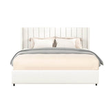 Queen Ivory Boucle Upholstered Platform Bed Frame With Storage - Restanew - Omega Lifestyles