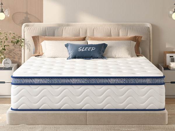 Queen Medium 12-Inch Hybrid Pocket Spring Mattress - Omega Lifestyles