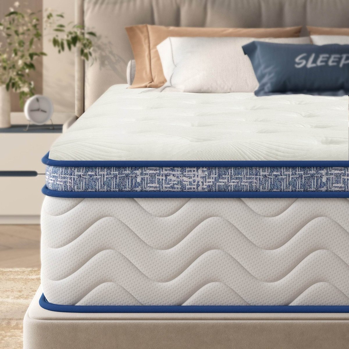 Queen Medium 12 - Inch Hybrid Pocket Spring Mattress - Restanew - Omega Lifestyles