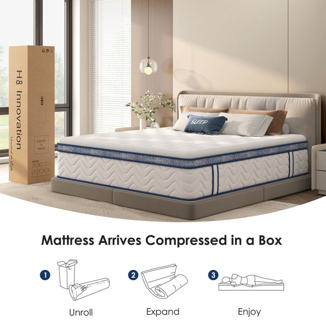 Queen Medium 12-Inch Hybrid Pocket Spring Mattress - Omega Lifestyles