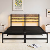 Queen Metal And Wood Bed Frame With RGB Lighting - Restanew - Omega Lifestyles