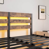 Queen Metal And Wood Bed Frame With RGB Lighting - Restanew - Omega Lifestyles