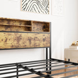 Queen Metal Platform Bed Frame With Charging Station - Restanew - Omega Lifestyles