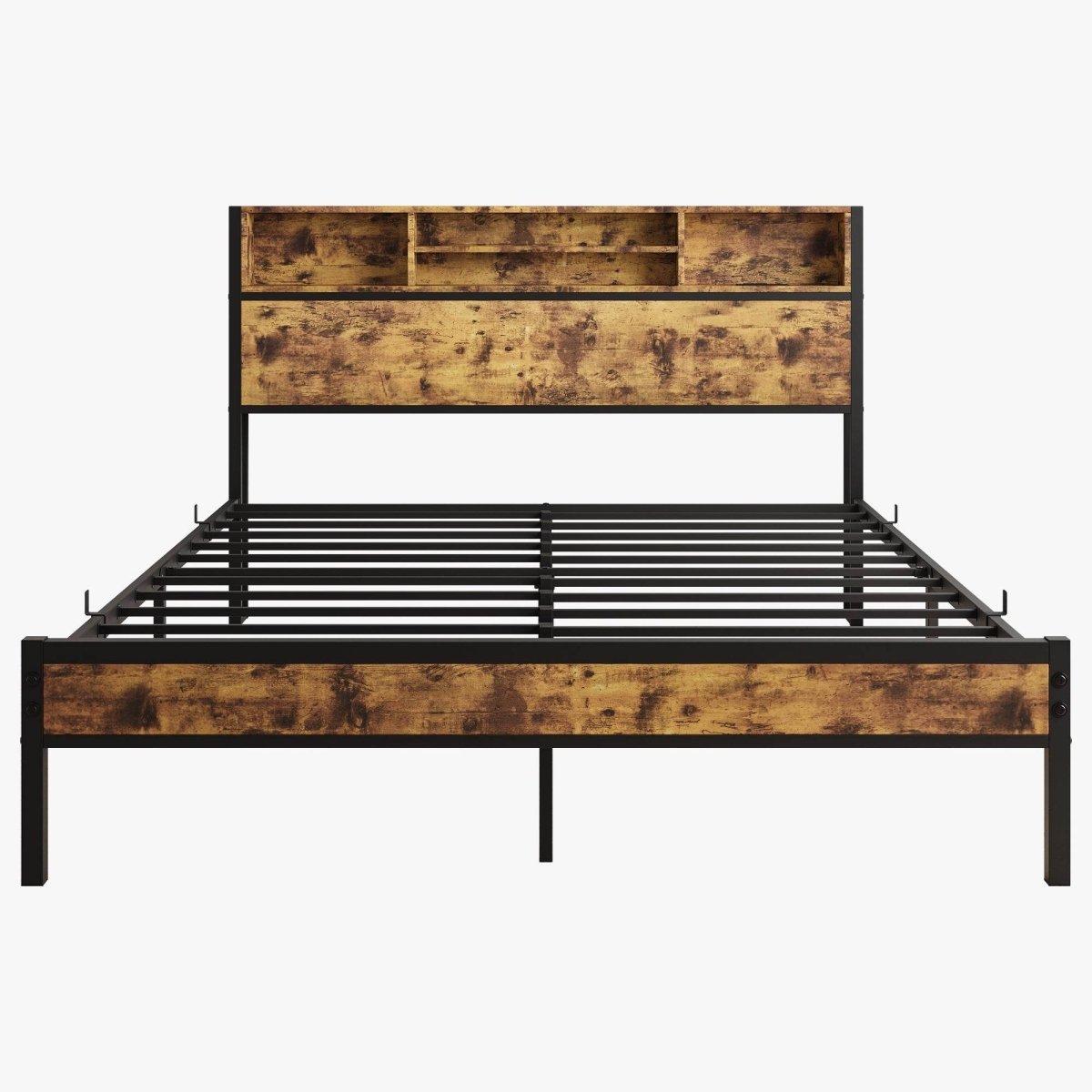Queen Metal Platform Bed Frame With Charging Station - Restanew - Omega Lifestyles