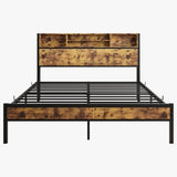 Queen Metal Platform Bed Frame With Charging Station - Restanew - Omega Lifestyles