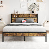 Queen Metal Platform Bed Frame With Charging Station - Restanew - Omega Lifestyles