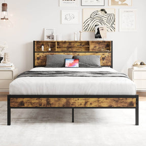 Queen Metal Platform Bed Frame With Charging Station - Omega Lifestyles