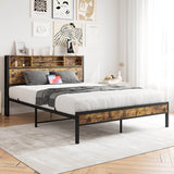 Queen Metal Platform Bed Frame With Charging Station - Restanew - Omega Lifestyles