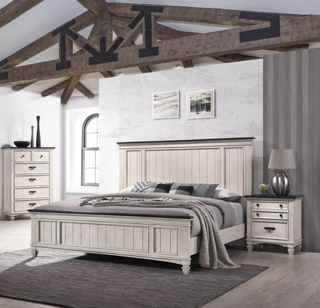 Queen Rustic Two - Tone Wood Panel Bed Frame - Restanew - Omega Lifestyles