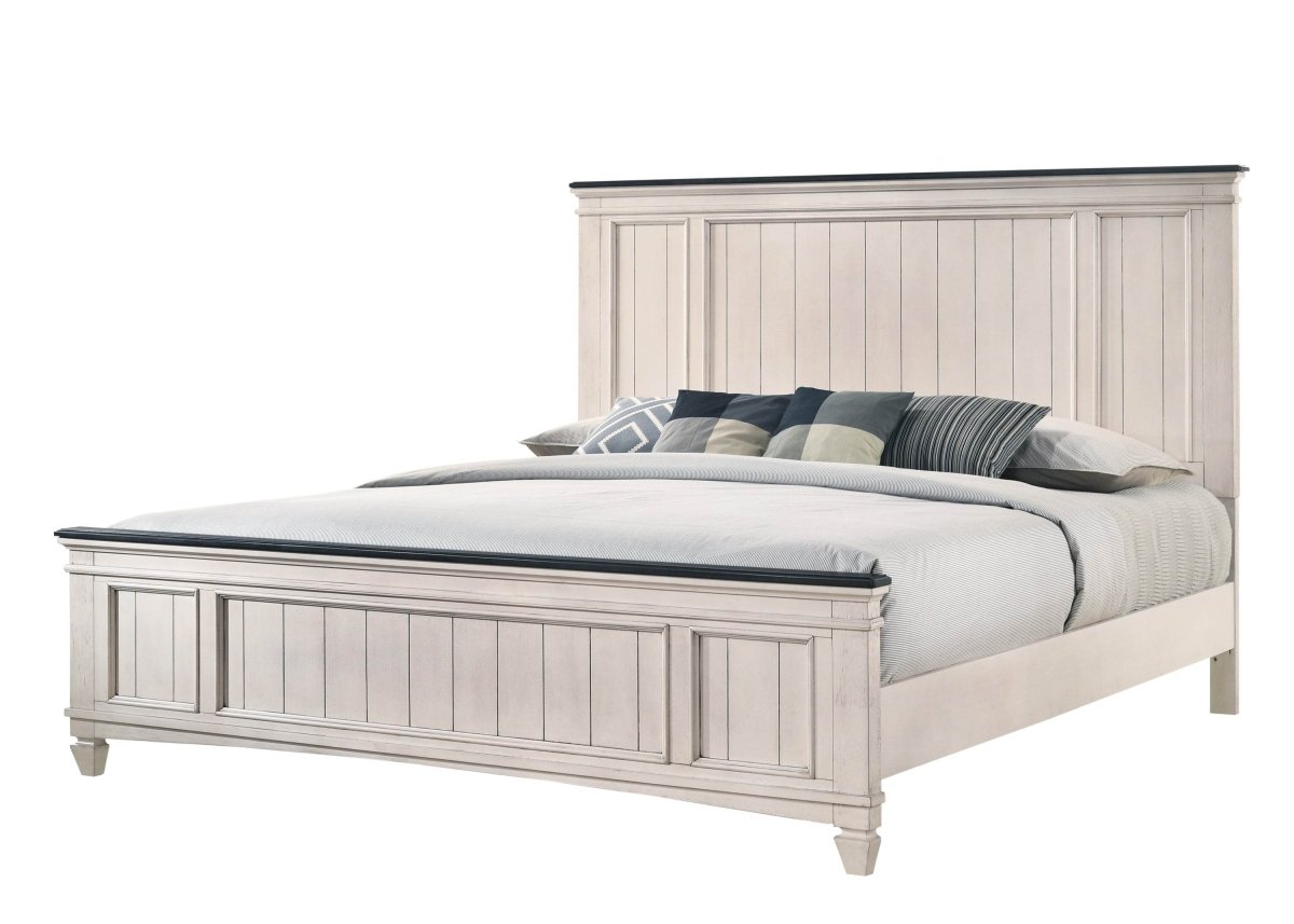 Queen Rustic Two - Tone Wood Panel Bed Frame - Restanew - Omega Lifestyles