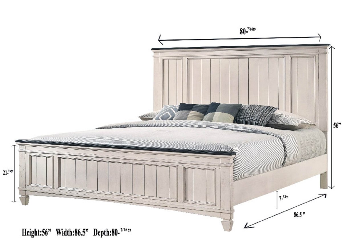 Queen Rustic Two - Tone Wood Panel Bed Frame - Restanew - Omega Lifestyles