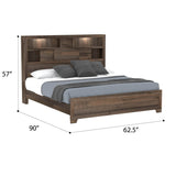 Queen Solid Wood Brown Bookcase Bed Frame - Restanew - Omega Lifestyles