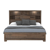 Queen Solid Wood Brown Bookcase Bed Frame - Restanew - Omega Lifestyles