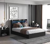 Queen Storage Bed Frame With Headboard Charging Station - Omega Lifestyles