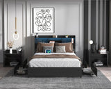 Queen Storage Bed Frame With Headboard Charging Station - Omega Lifestyles