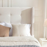 Queen Upholstered Velvet Bed Frame With Nailhead Trim - Restanew - Omega Lifestyles