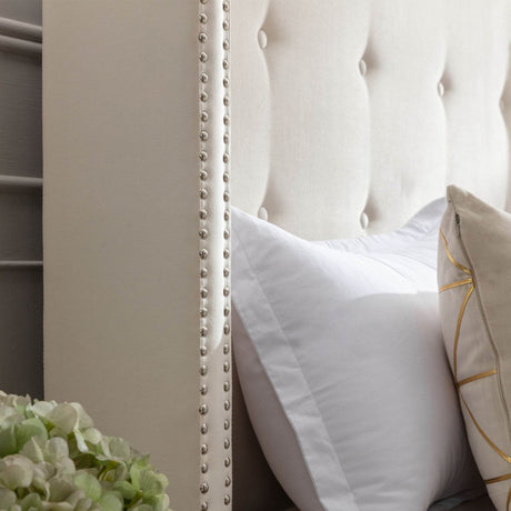 Queen Upholstered Velvet Bed Frame With Nailhead Trim - Restanew - Omega Lifestyles