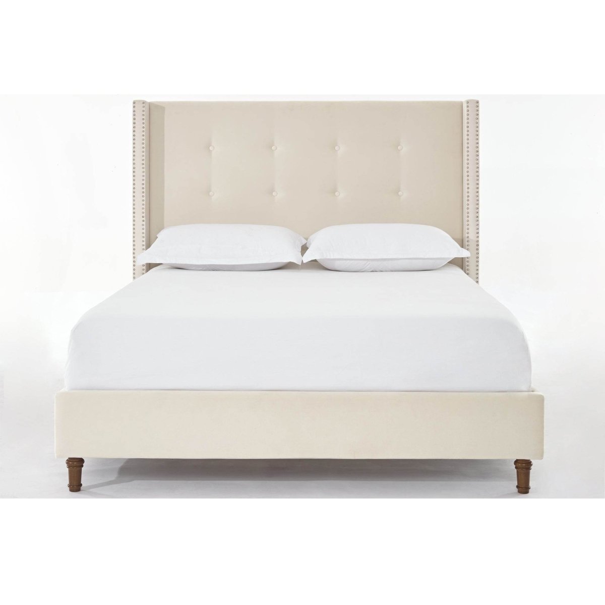 Queen Upholstered Velvet Bed Frame With Nailhead Trim - Restanew - Omega Lifestyles