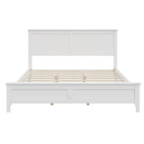 Queen White Solid Wood Pine Platform Bed Frame - Restanew - Omega Lifestyles