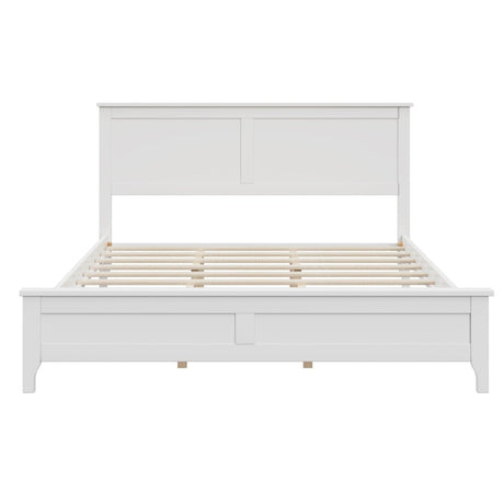 Queen White Solid Wood Pine Platform Bed Frame - Restanew - Omega Lifestyles