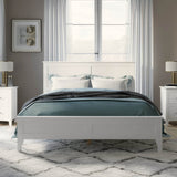 Queen White Solid Wood Pine Platform Bed Frame - Restanew - Omega Lifestyles