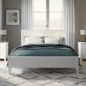 Queen White Solid Wood Pine Platform Bed Frame - Omega Lifestyles