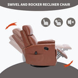 Red Genuine Leather Heat Massage Swivel Rocker Recliner Chair - Restanew - Omega Lifestyles