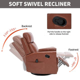Red Genuine Leather Heat Massage Swivel Rocker Recliner Chair - Restanew - Omega Lifestyles