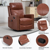 Red Genuine Leather Heat Massage Swivel Rocker Recliner Chair - Restanew - Omega Lifestyles