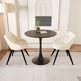Round Tulip Dining Table And 2 PU Cushioned Chairs Set - Omega Lifestyles