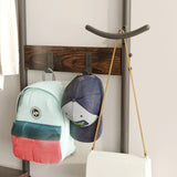 Rustic Brown Engineered Wood Hall Tree Coat Rack Bench - Omega Lifestyles