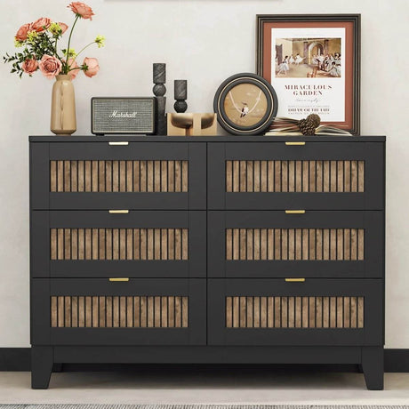 Rustic Farmhouse Wooden Dresser With Six Drawers - Sleep Galleria