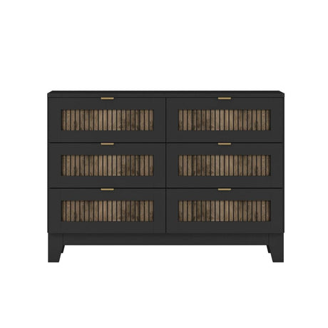 Rustic Farmhouse Wooden Dresser With Six Drawers - Sleep Galleria