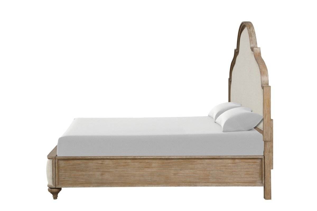 Rustic Oak Upholstered Bed Frame And Nightstands Set - Sleep Galleria
