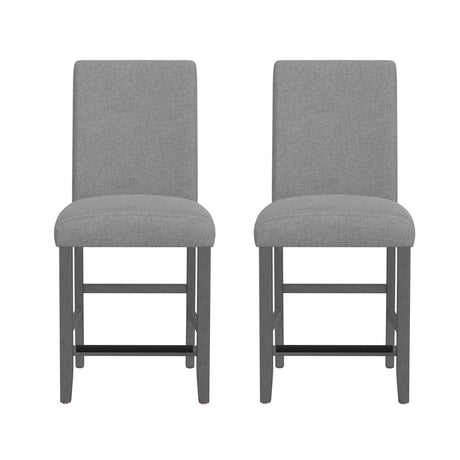 Set Of 2 Gray Upholstered Engineered Wood Barstools - Restanew - Omega Lifestyles