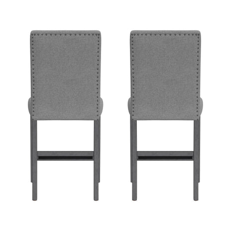 Set Of 2 Gray Upholstered Engineered Wood Barstools - Restanew - Omega Lifestyles
