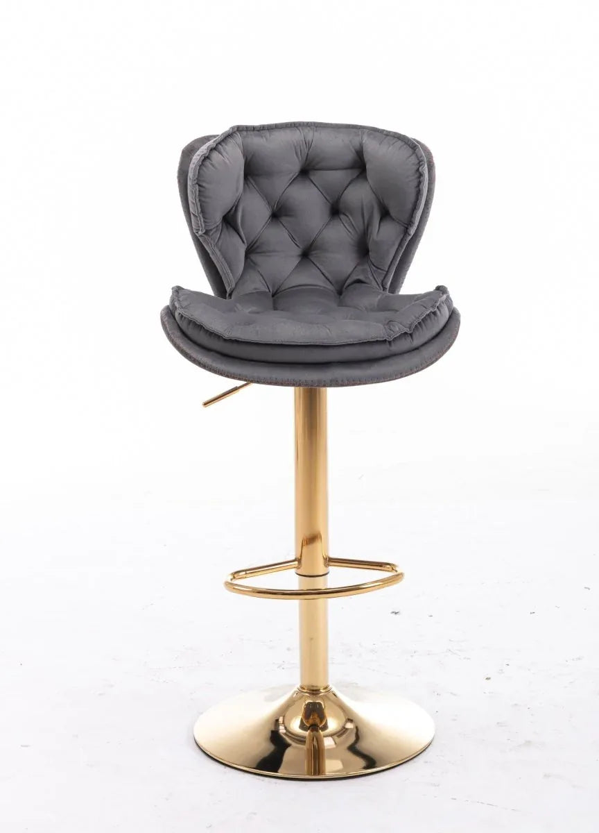 Set Of 2 Height Adjustable Velvet Fabric Bar Stools - Omega Lifestyles