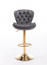 Set Of 2 Height Adjustable Velvet Fabric Bar Stools - Omega Lifestyles