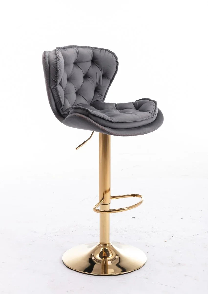 Set Of 2 Height Adjustable Velvet Fabric Bar Stools - Omega Lifestyles