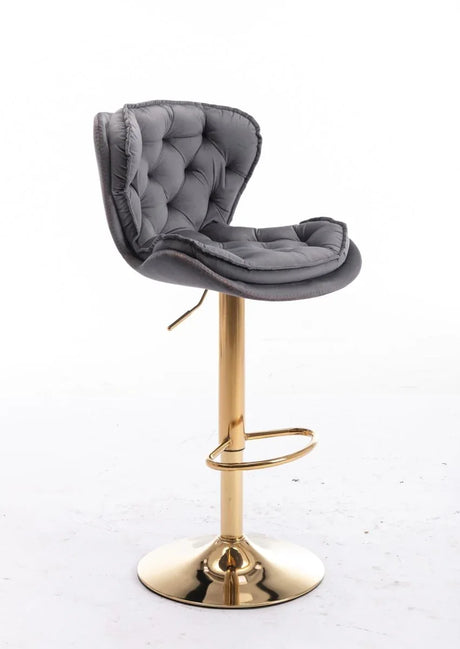 Set Of 2 Height Adjustable Velvet Fabric Bar Stools - Omega Lifestyles