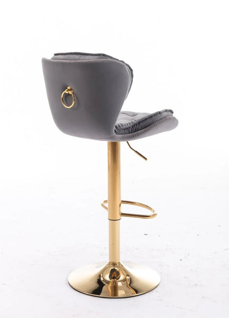 Set Of 2 Height Adjustable Velvet Fabric Bar Stools - Omega Lifestyles